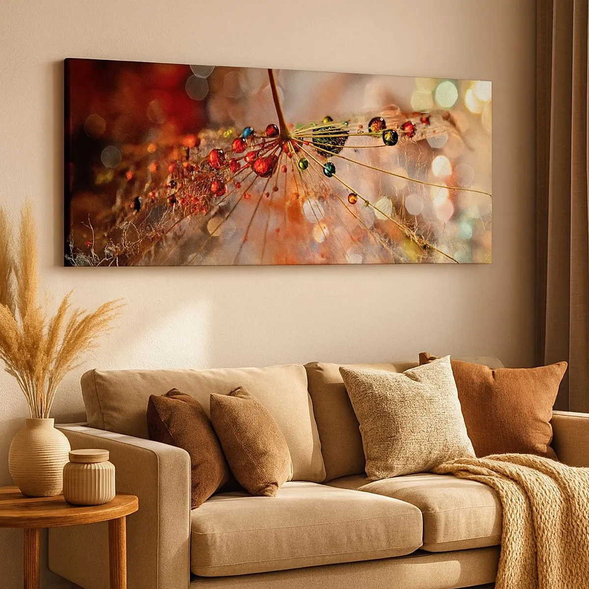 Bild auf Leinwand - Leinwandbild - Auf einem Spinnenfaden aufgefädelt - 100x40 cm