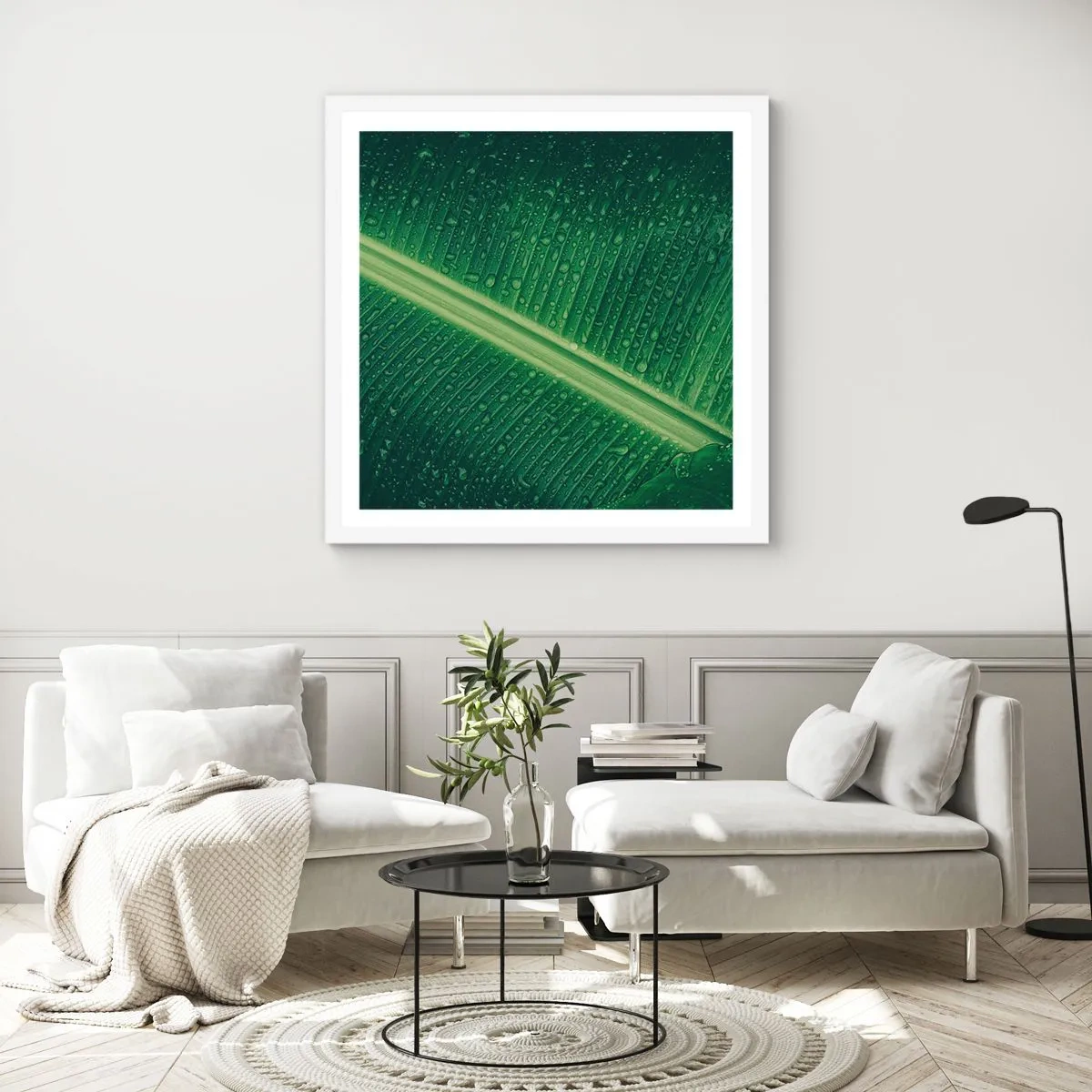 Poster in einem weißen Rahmen - Die Struktur des Grüns - 30x30 cm