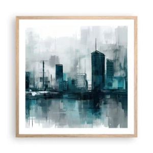 Poster in einem Rahmen aus heller Eiche - Eine Stadt in der Farbe des Regens - 60x60 cm