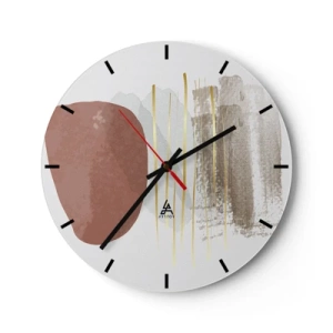Wanduhr - Glasuhr - Minimalistische abstrakte Formen in Beige- und Brauntönen - 30x30cm - Abstrakte Kolonnade - Moderne Wanddekoration für Wohnzimmer, Küche und Schlafzimmer ARTTOR