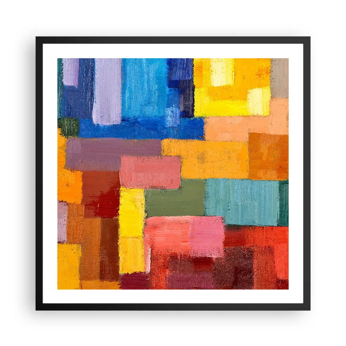 Poster in einem schwarzem Rahmen - Jeder ist anders, alle bunt - 60x60 cm