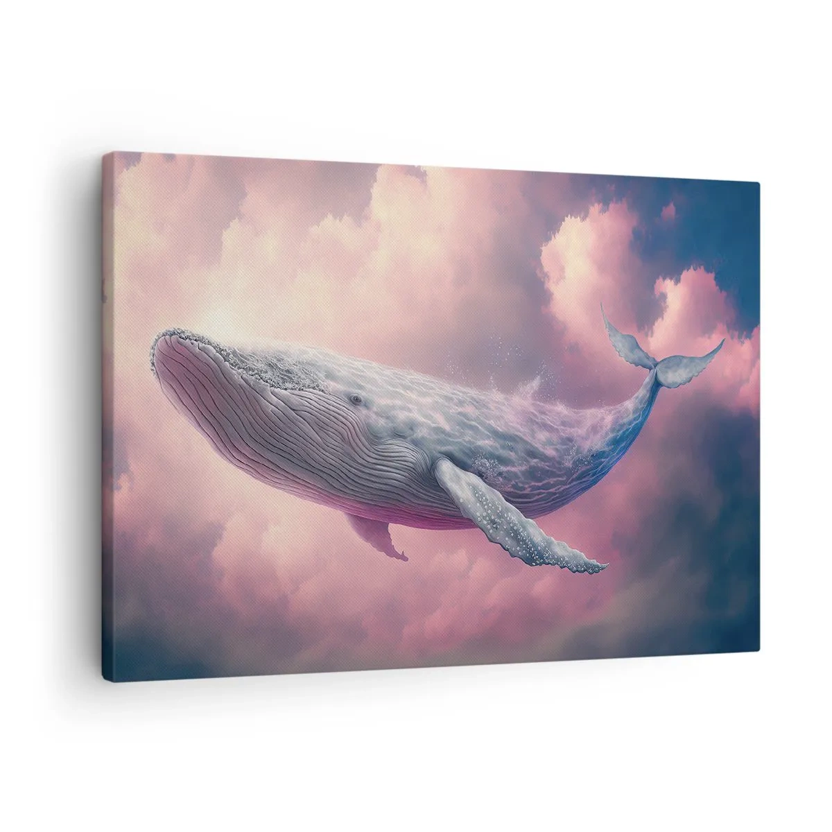 Bild auf Leinwand - Leinwandbild - Ein Wal, der bei Sonnenuntergang in den Wolken schwebt - 70x50cm - Reibe deine Augen - Moderne Wanddekoration für Wohnzimmer und Schlafzimmer ARTTOR