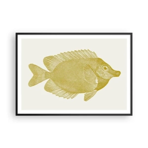 Poster in einem schwarzem Rahmen - Vintage Goldfisch auf hellem Hintergrund - 100x70cm - Fisch und das war’s - Moderne Wanddekoration für Wohnzimmer und Schlafzimmer ARTTOR