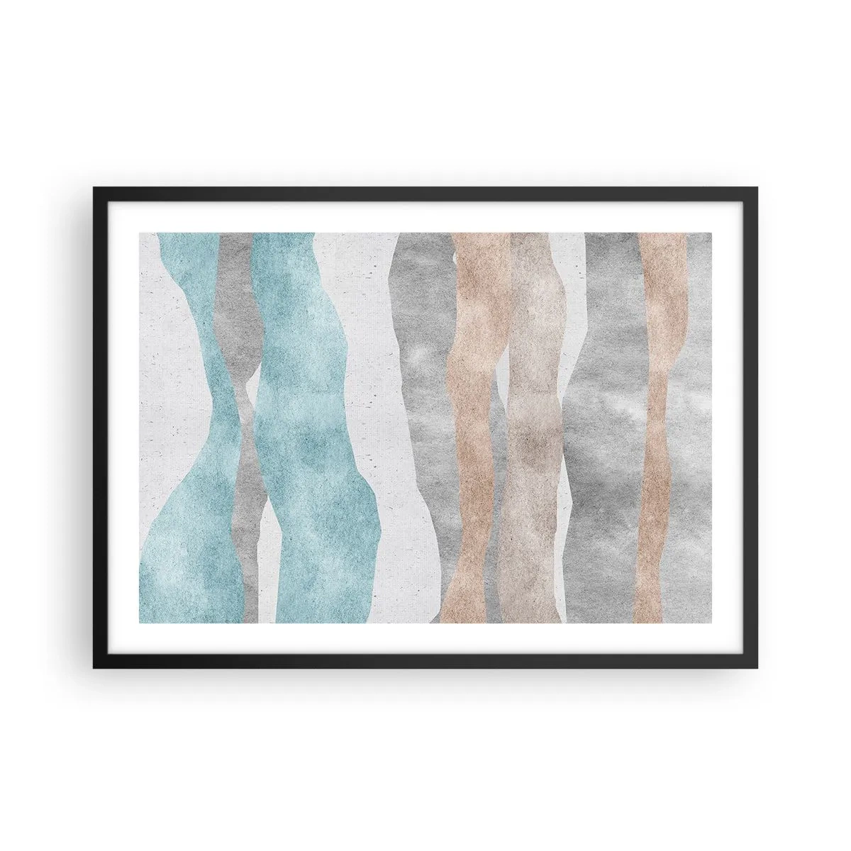 Poster in einem schwarzem Rahmen - Abstrakte Streifen in Pastelltönen - 70x50cm - Studie über Nähe - Moderne Wanddekoration für Wohnzimmer und Schlafzimmer ARTTOR