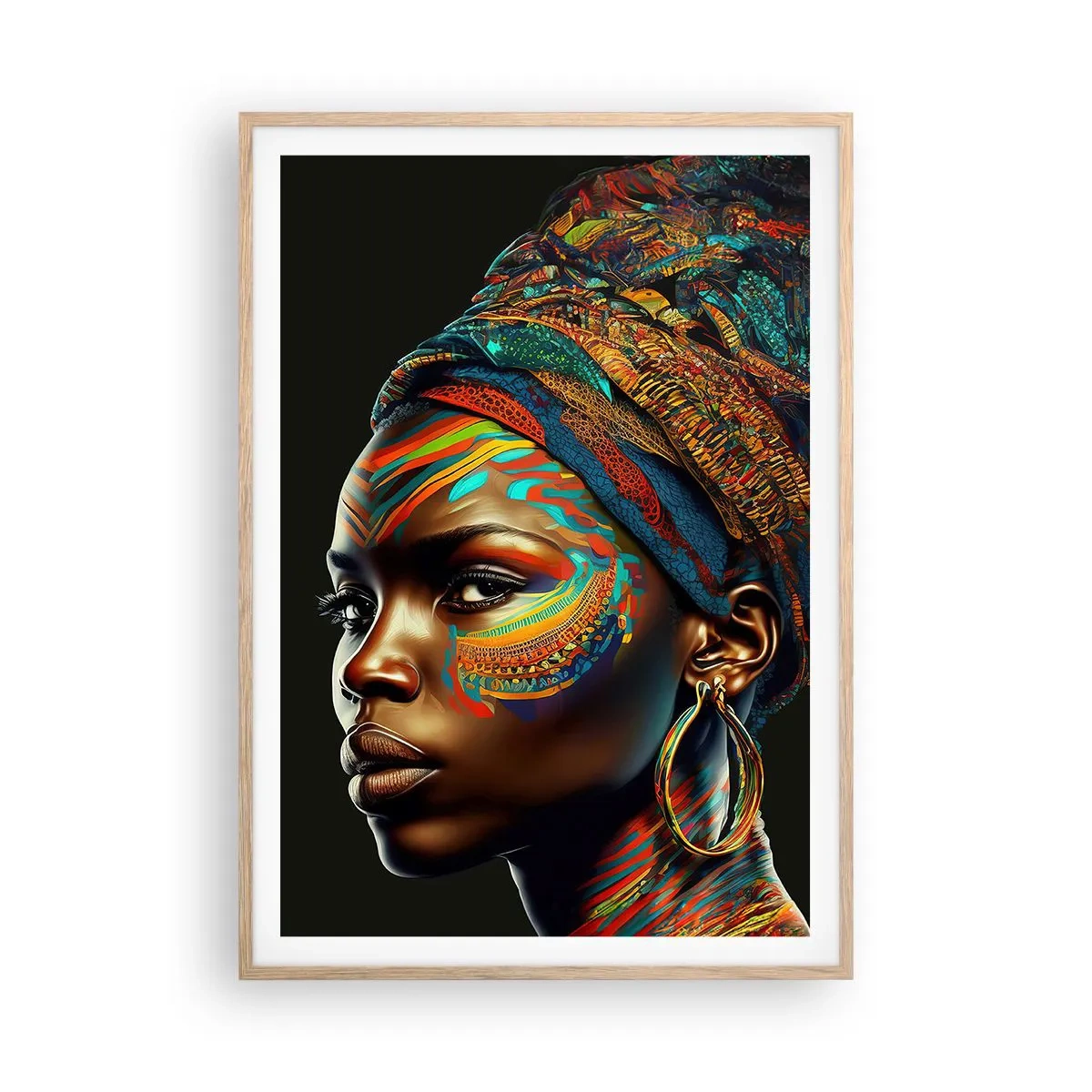 Poster in einem Rahmen aus heller Eiche - Afrikanische Königin - 70x100 cm