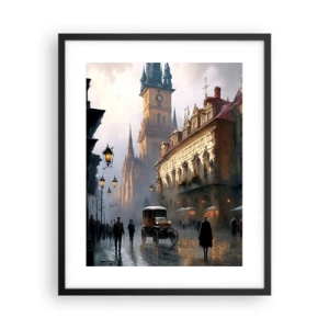 Poster in einem schwarzem Rahmen - Charme eines Prager Abends - 40x50 cm