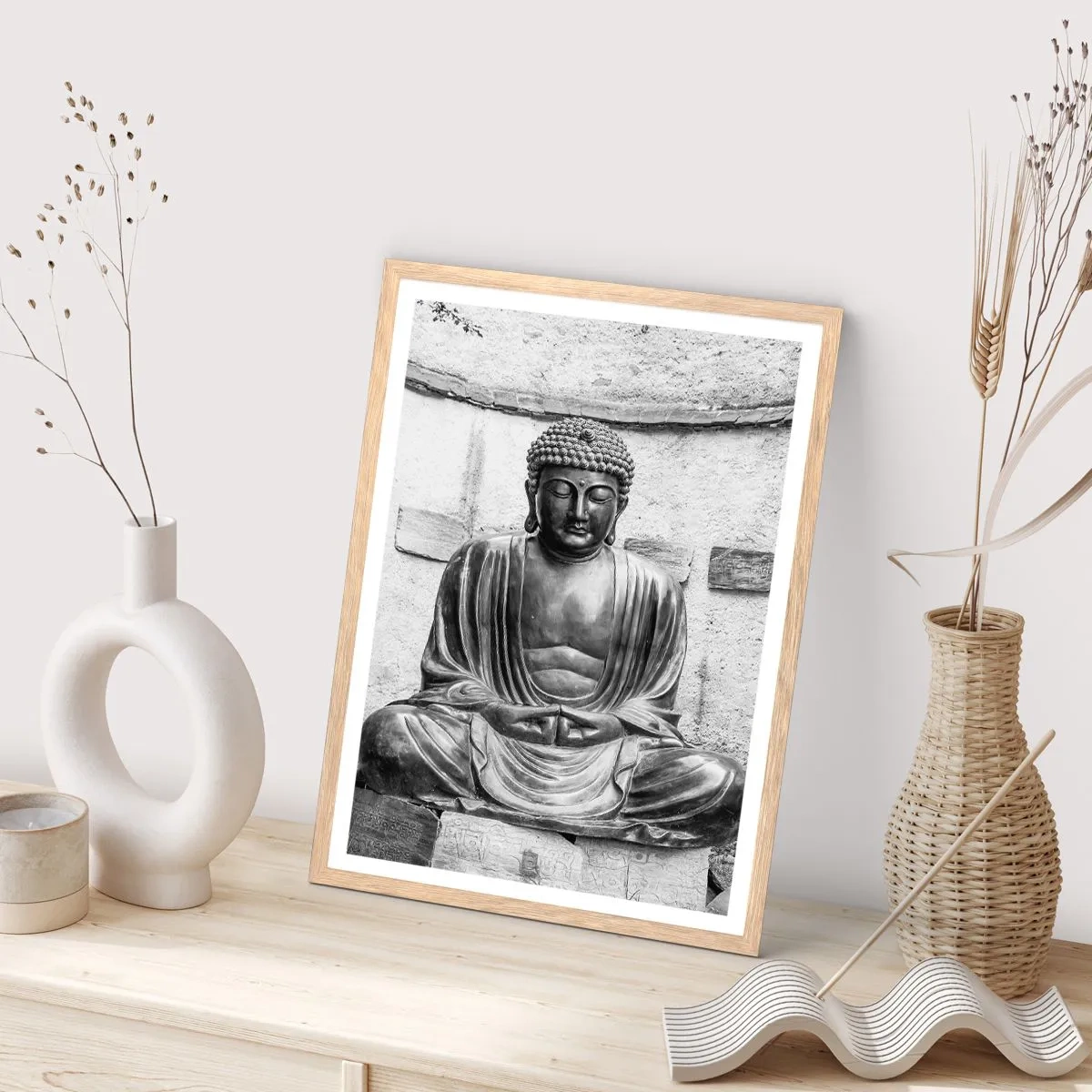 Poster in einem Rahmen aus heller Eiche - An der Quelle des Friedens - 30x40 cm