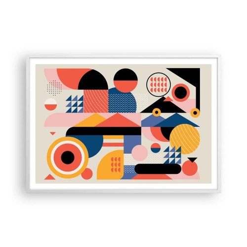 Poster in einem weißen Rahmen - Komposition: Na, los, spiel! - 100x70 cm