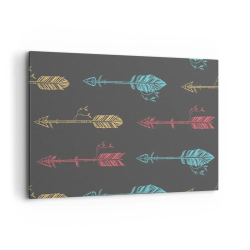 Bild auf Leinwand - Leinwandbild - Stilisiertes Pfeilmuster in Pastellfarben auf dunklem Hintergrund - 120x80cm - In der Verordnung - Moderne Wanddekoration für Wohnzimmer und Schlafzimmer ARTTOR