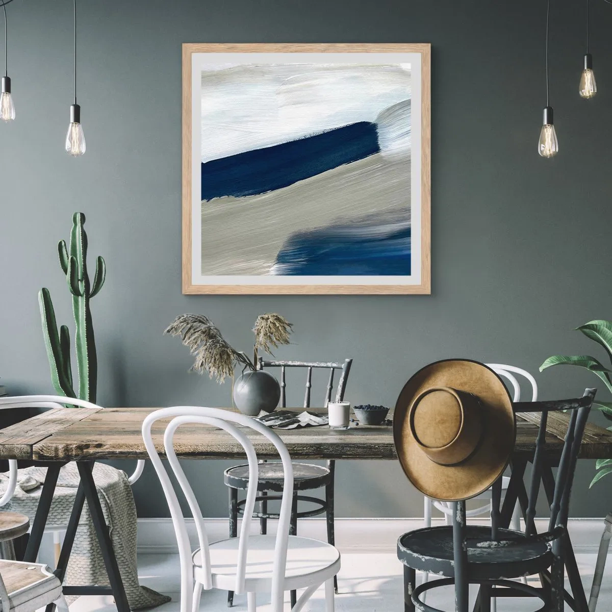 Poster in einem Rahmen aus heller Eiche - Begegnung mit dem Weißsein - 50x50 cm