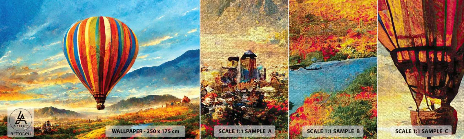 Fototapeten Muster Premium Canvas - In der Stille sieht man mehr - Ballon, Landschaft, Natur - 100x30 cm