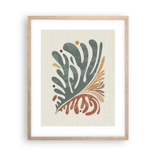 Poster in einem Rahmen aus heller Eiche - Mehrfarbiges Blatt - 40x50 cm