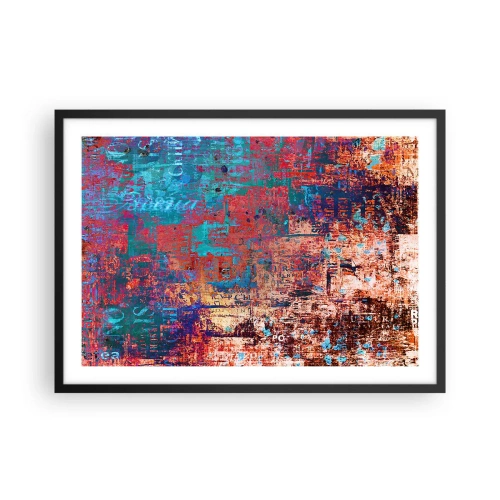 Poster in einem schwarzem Rahmen - Eine abstrakte Komposition mit einer Mischung intensiver Farben. - 70x50cm - Erinnerung und Vergessen - Moderne Wanddekoration für Wohnzimmer und Schlafzimmer ARTTOR