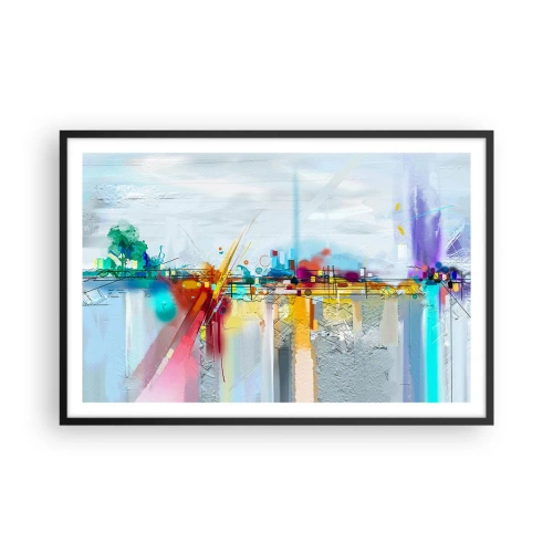 Poster in einem schwarzem Rahmen - Freudenbrücke über den Fluss des Lebens - 91x61 cm