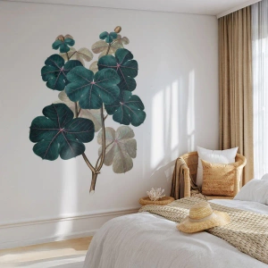 Fototapete Premium Canvas - Botanische Illustration mit Blättern in Grün- und Beigetönen - 100x70cm - Aus dem alten Herbarium - Moderne Wanddekoration für Wohnzimmer und Schlafzimmer ARTTOR
