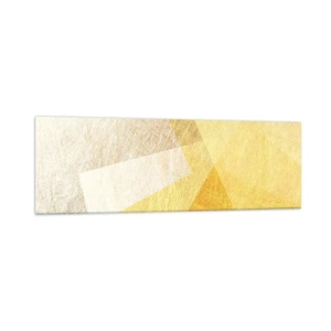 Glasbild - Bild auf glas - Geometrische Formen in Gold und hellen Farbtönen - 160x50cm - Geometriewetter - Moderne Wanddekoration für Wohnzimmer und Schlafzimmer ARTTOR