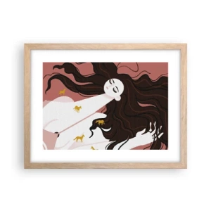 Poster in einem Rahmen aus heller Eiche - Traum von einem goldenen Pferd - 40x30 cm