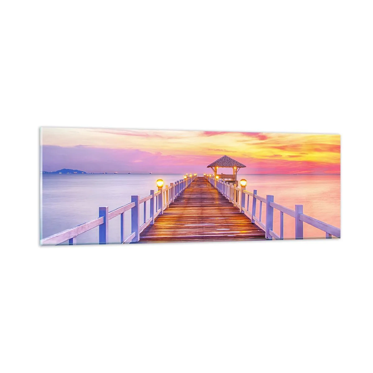 Glasbild - Bild auf glas - Die lila-goldene Stille des Abends - 90x30 cm