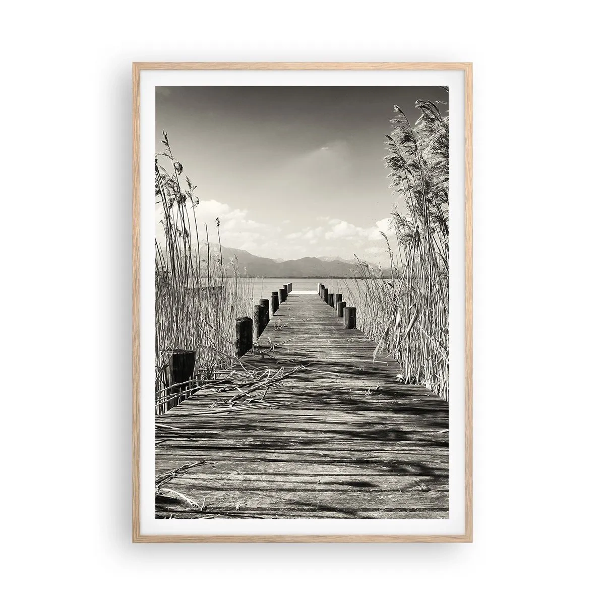Poster in einem Rahmen aus heller Eiche - In der Stille des Grases - 70x100 cm