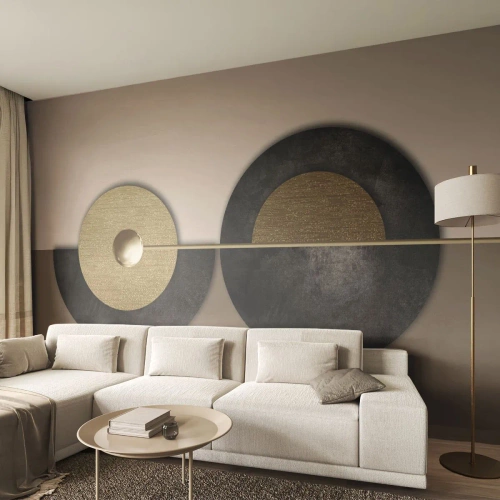 Fototapete Premium Sand - Variationen rund um den Kreis - Räder, Abstraktion, Art Deco - 400x280 cm