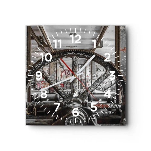 Wanduhr - Glasuhr - Das geheime Leben der Fabrik - 40x40 cm