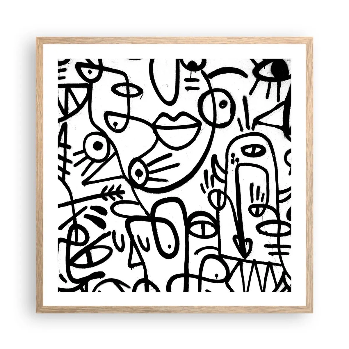Poster in einem Rahmen aus heller Eiche - Gesichter und Luftspiegelungen - 60x60 cm