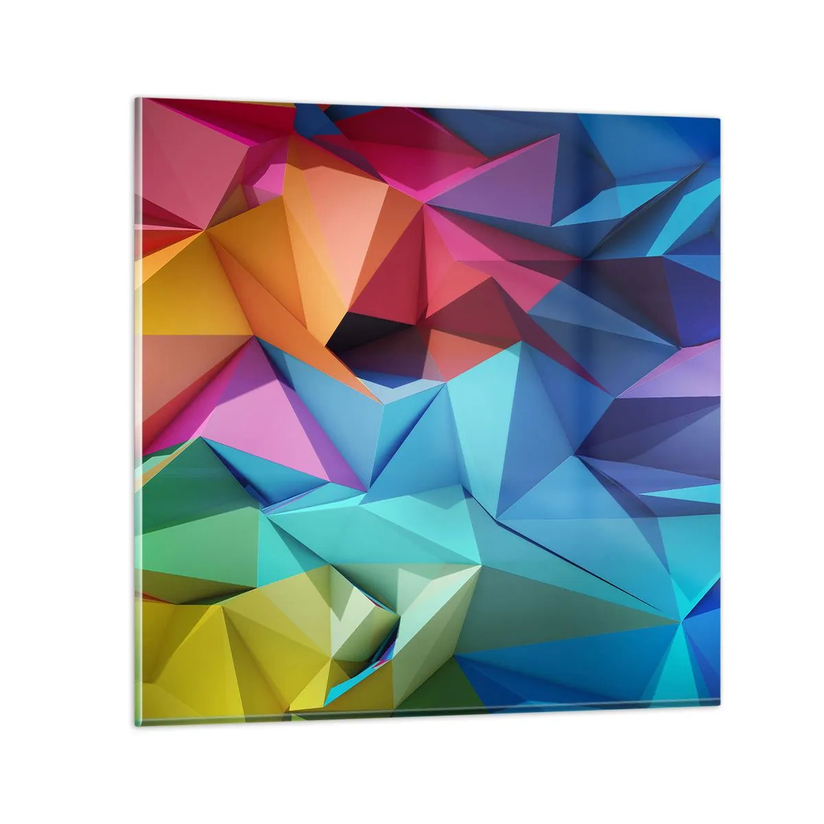 Glasbild - Bild auf glas - Regenbogen-Origami - 60x60 cm
