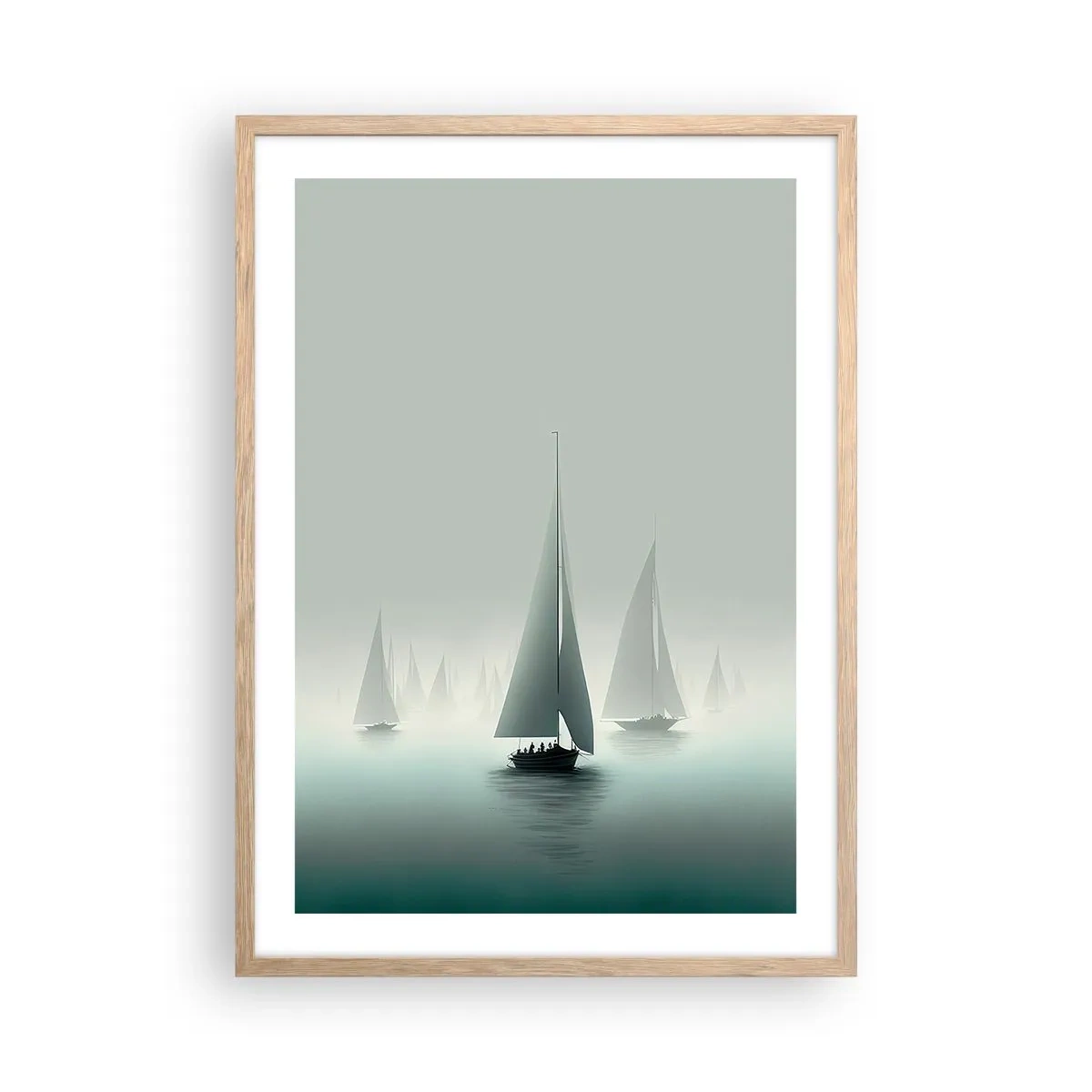 Poster in einem Rahmen aus heller Eiche - Aus Nebel - 50x70 cm