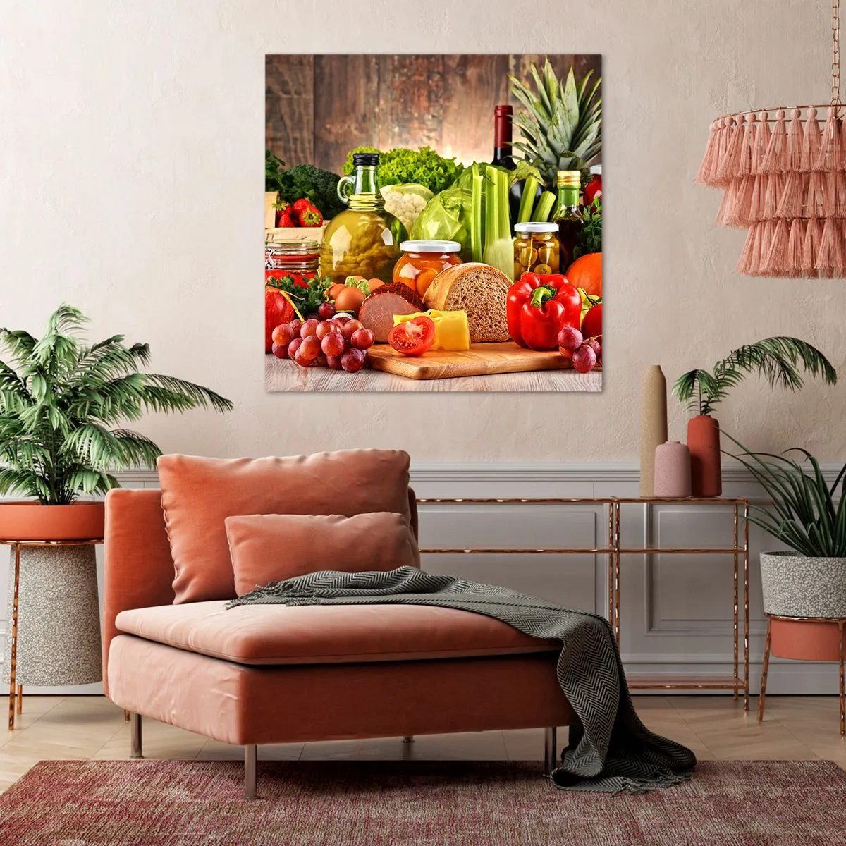 Bild auf Leinwand - Leinwandbild - Geräuchert, gebacken und eingelegt - 70x70 cm