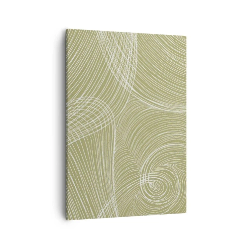 Bild auf Leinwand - Leinwandbild - Grüne und weiße Linien in einer abstrakten Komposition - 50x70cm - Komplizierte Abstraktion in Weiß - Moderne Wanddekoration für Wohnzimmer und Schlafzimmer ARTTOR