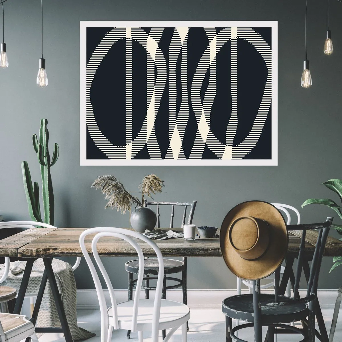 Poster - Geometrische Linien in hellen Farbtönen auf dunklem Hintergrund - 100x70cm - Ein Versuch, die Dunkelheit zu durchbrechen - Moderne Wanddekoration für Wohnzimmer und Schlafzimmer ARTTOR