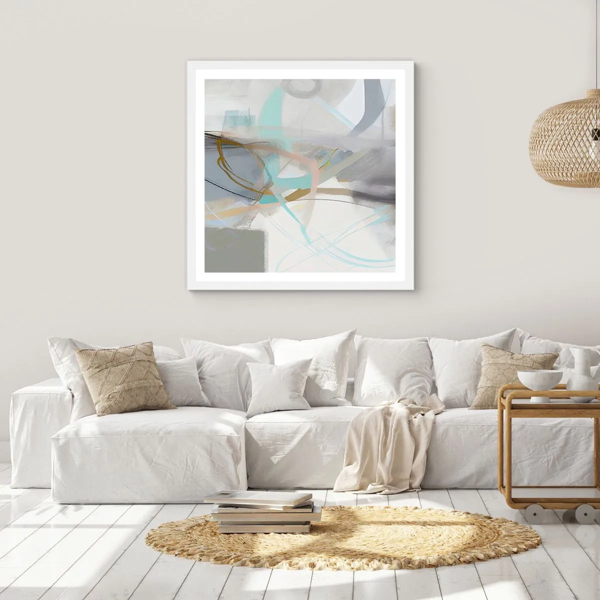 Poster in einem weißen Rahmen - Neblige Abstraktion - 30x30 cm