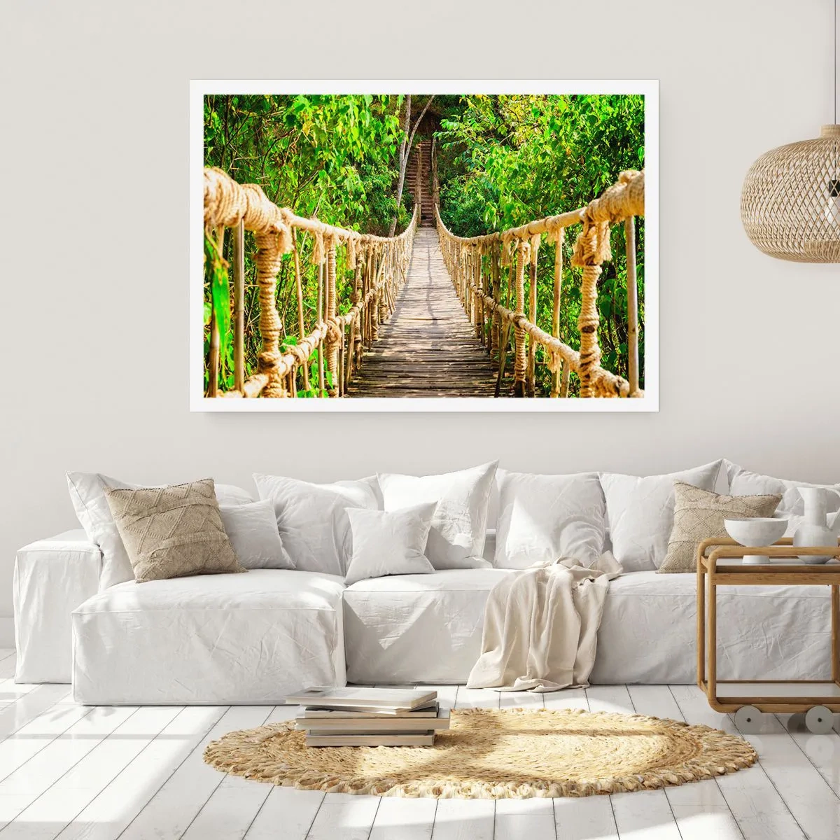 Poster - Eine Hängebrücke in einem tropischen Wald voller Grün - 100x70cm - Im Grünen ausgesetzt - Moderne Wanddekoration für Wohnzimmer und Schlafzimmer ARTTOR