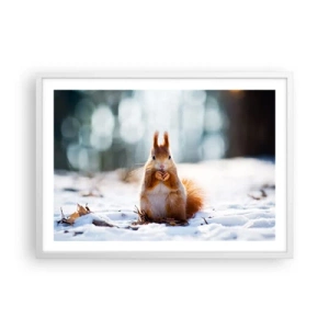 Poster in einem weißen Rahmen - Wo schaust du hin? - 70x50 cm