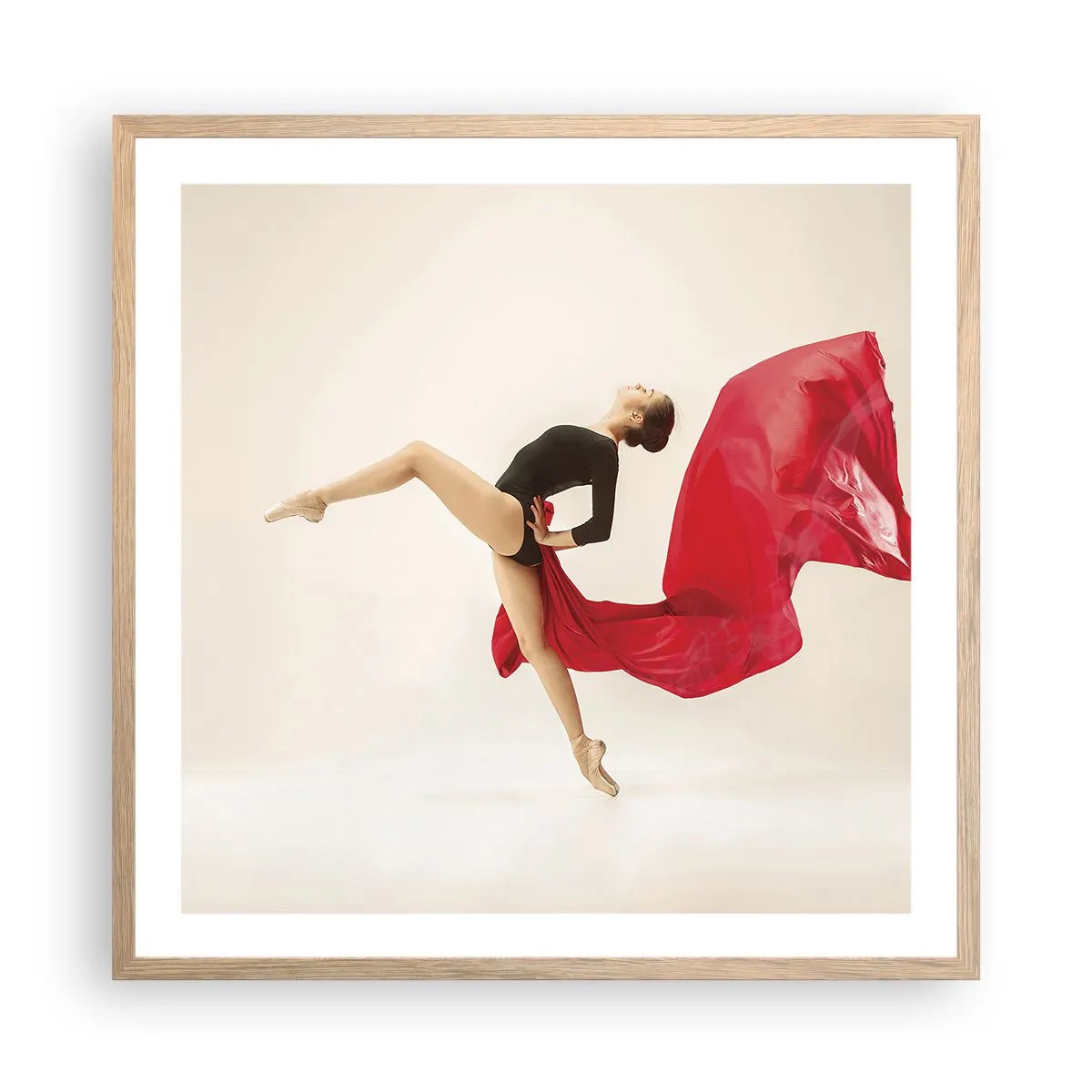 Poster in einem Rahmen aus heller Eiche - Rot und Schwarz - 60x60 cm