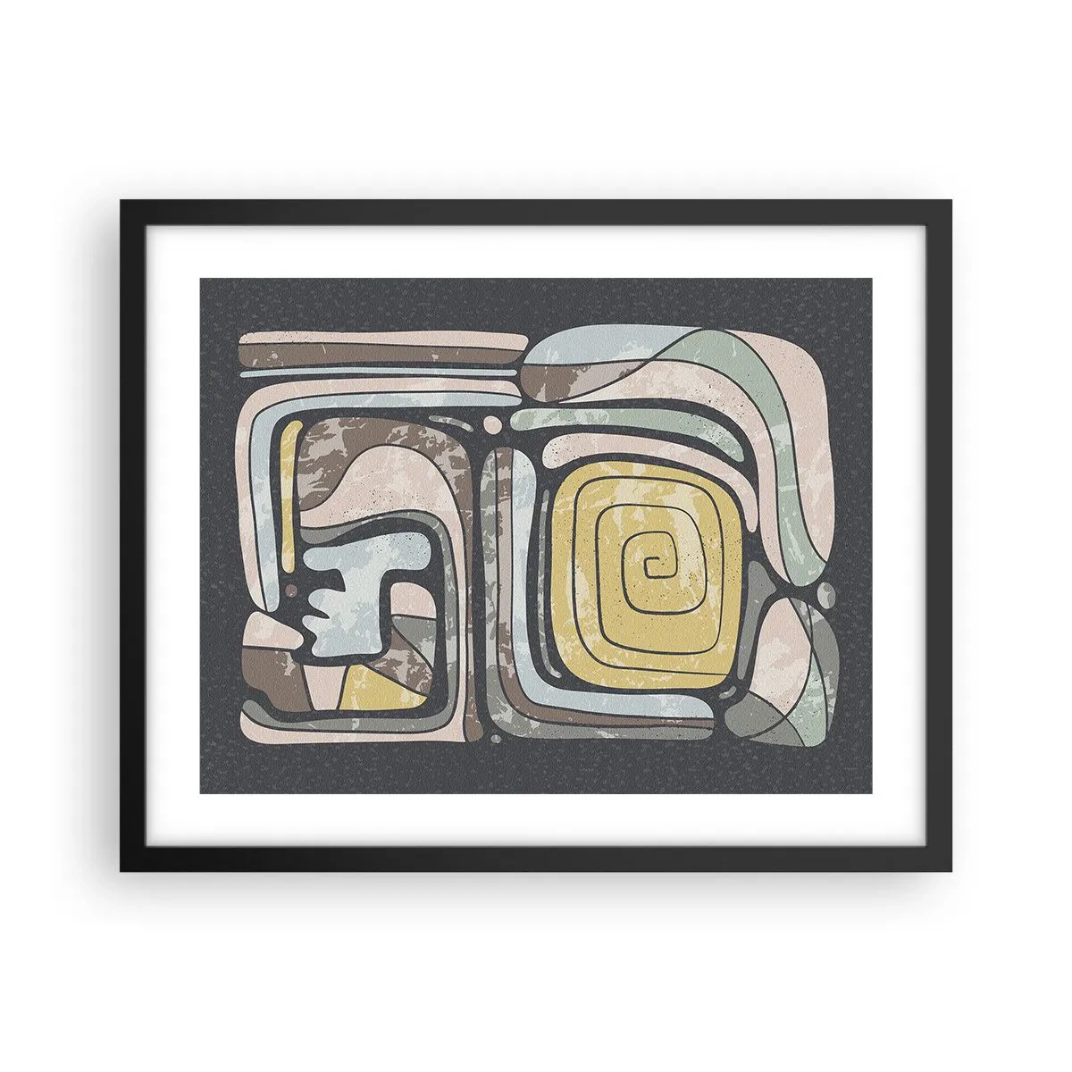 Poster in einem schwarzem Rahmen - Abstraktion im präkolumbianischen Geist - 50x40 cm