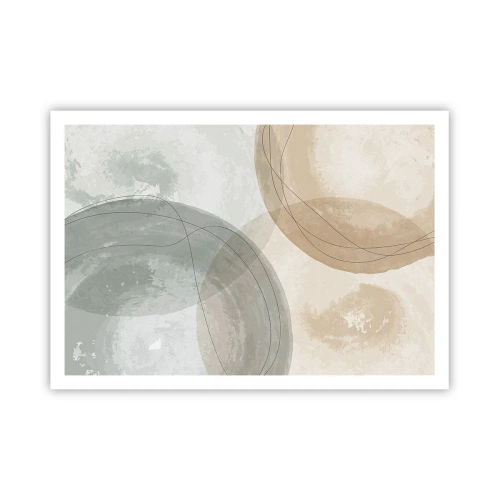 Poster - Abstrakte Komposition in Pastellfarben mit Linien - 100x70cm - Welten durchdringen - Moderne Wanddekoration für Wohnzimmer und Schlafzimmer ARTTOR