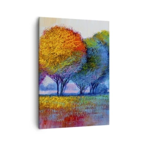 Bild auf Leinwand - Leinwandbild - Bunte Bäume in einer impressionistischen Landschaft - 50x70cm - Ein Haufen leuchtender Farben - Moderne Wanddekoration für Wohnzimmer und Schlafzimmer ARTTOR