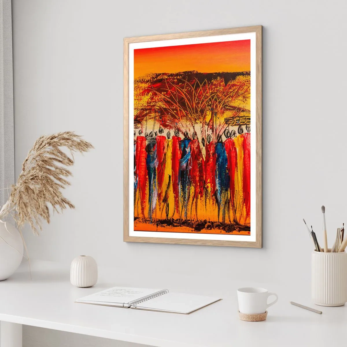 Poster in einem Rahmen aus heller Eiche - Dort, dort, dort gehen sie - 70x100 cm