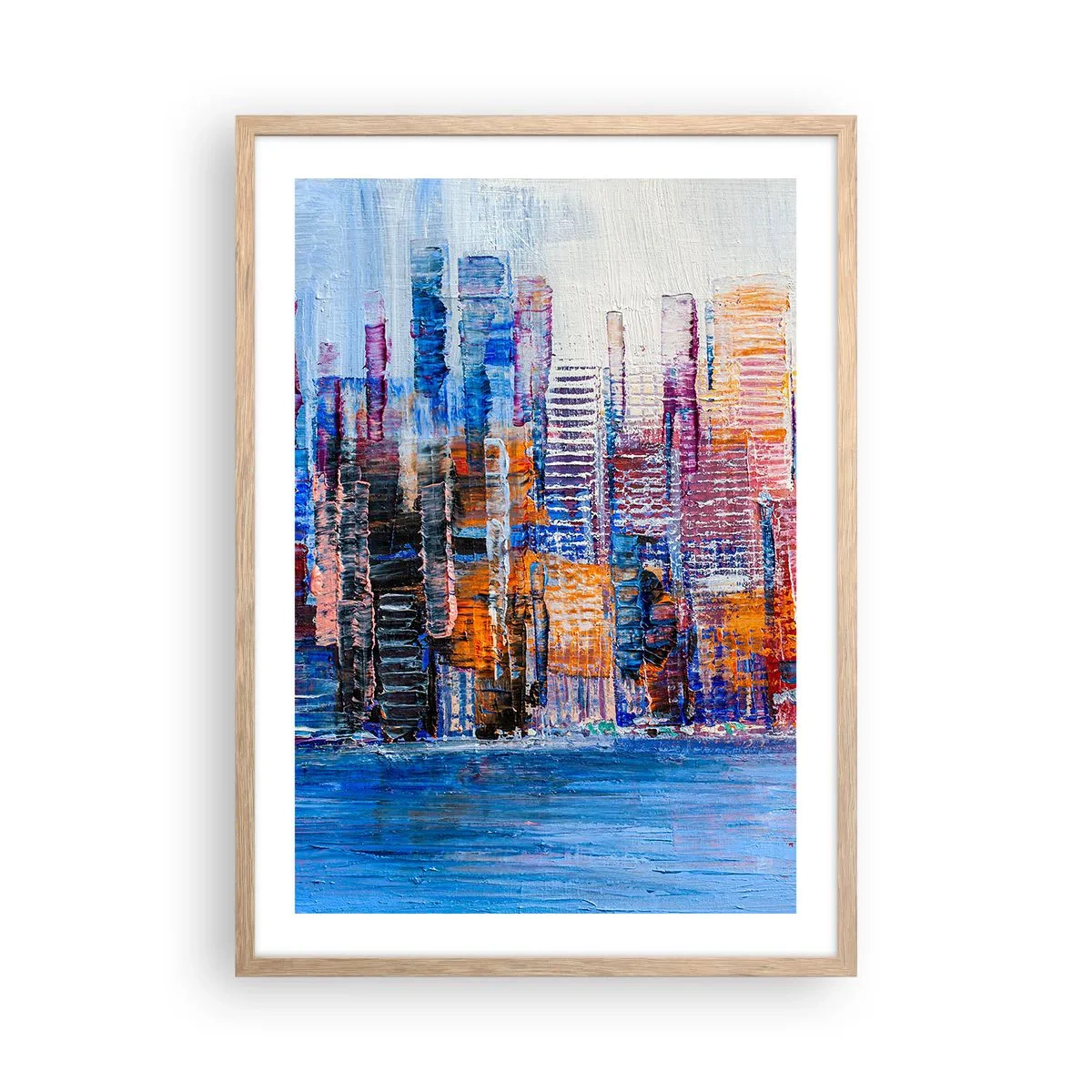 Poster in einem Rahmen aus heller Eiche - Fröhliche Metropole - 50x70 cm