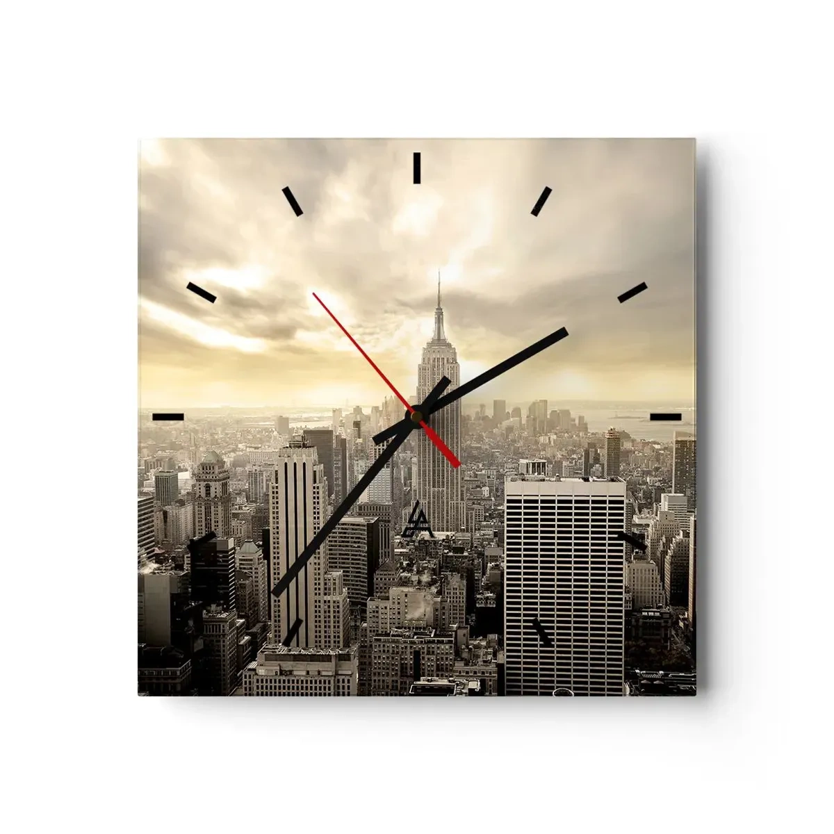 Wanduhr - Glasuhr - New York aus Grau - 40x40 cm