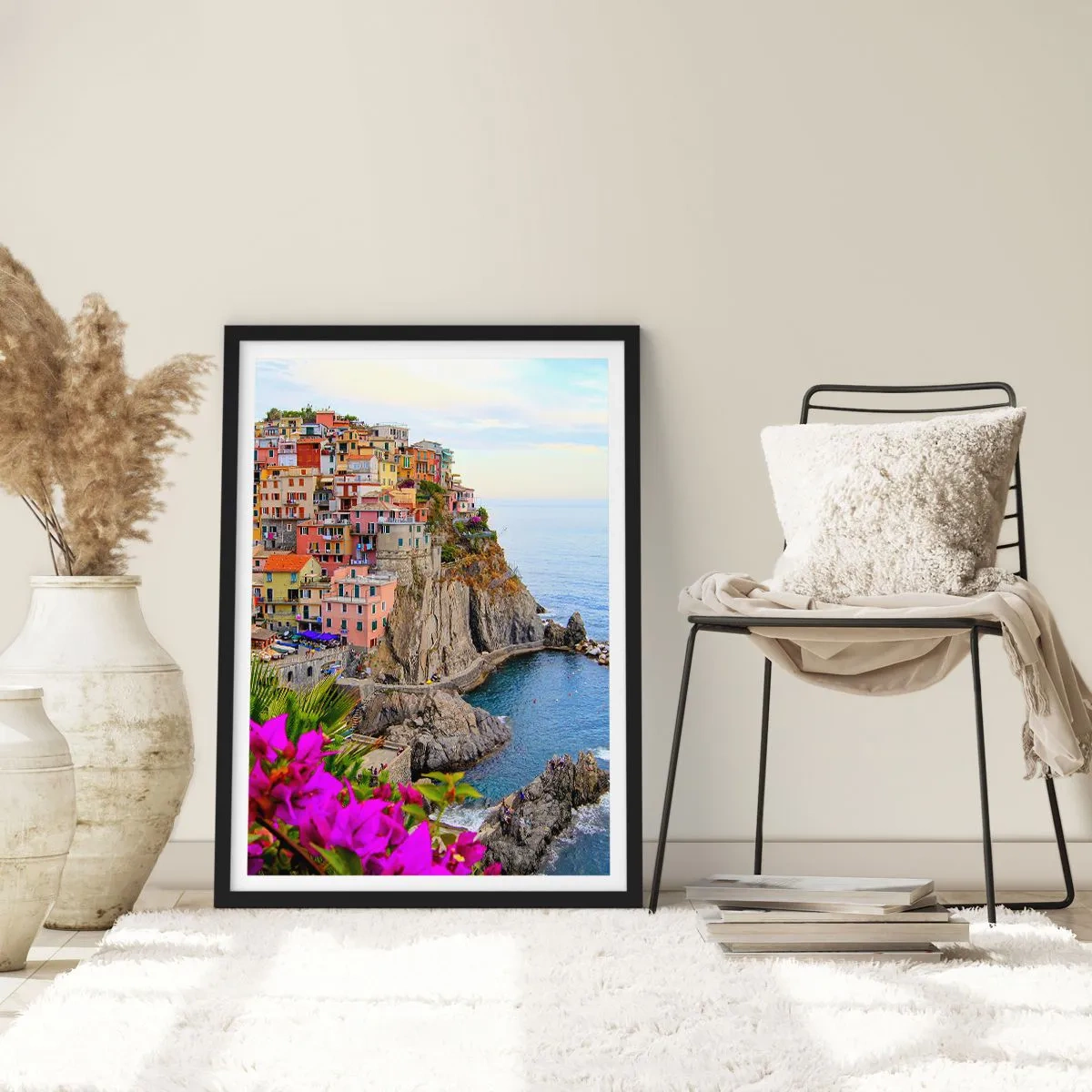 Poster in einem schwarzem Rahmen - Lachende Stadt - 61x91 cm