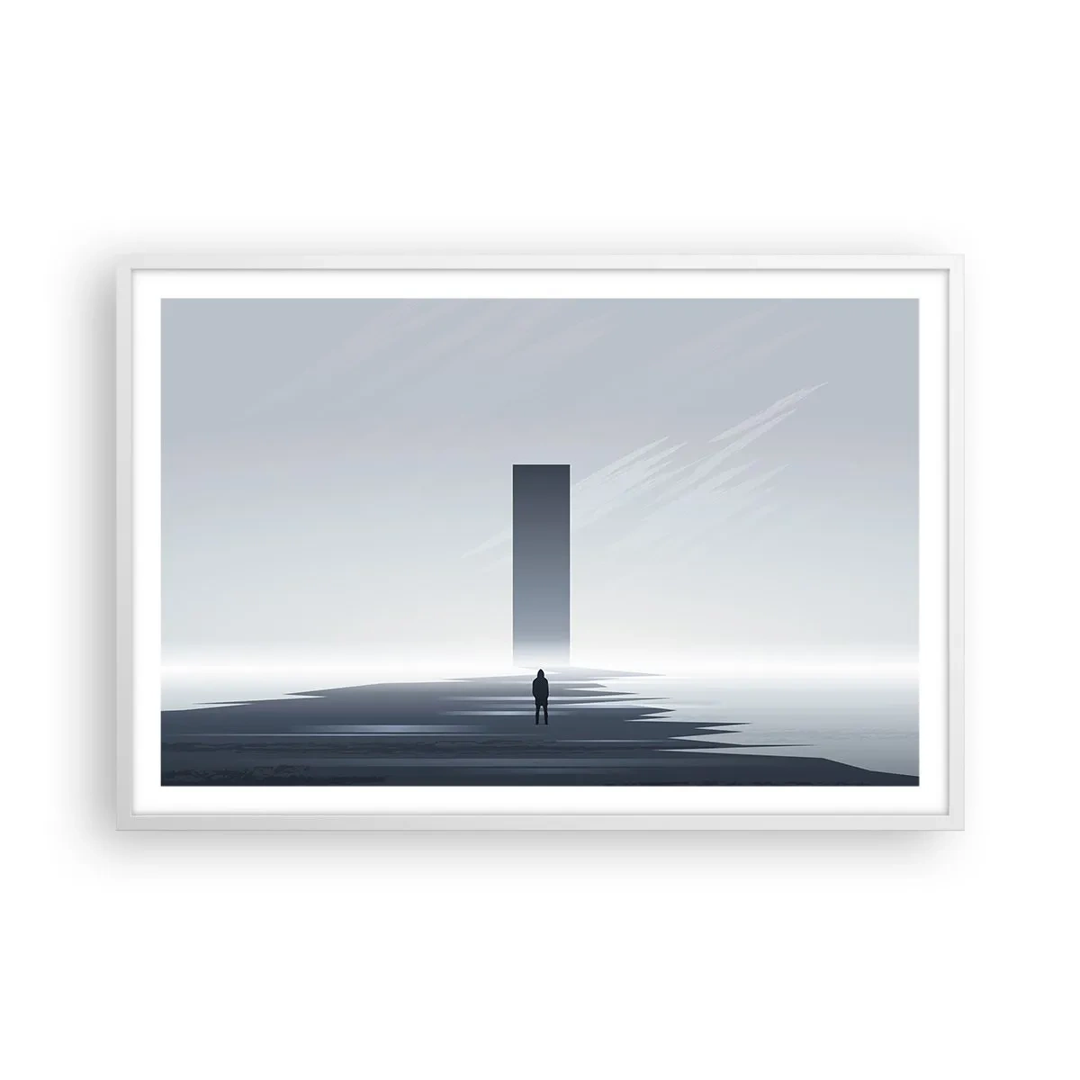 Poster in einem weißen Rahmen - Chance oder Bedrohung? - 91x61 cm