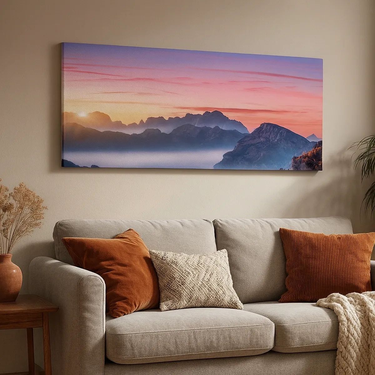 Bild auf Leinwand - Leinwandbild - Über die Täler - 30x30 cm