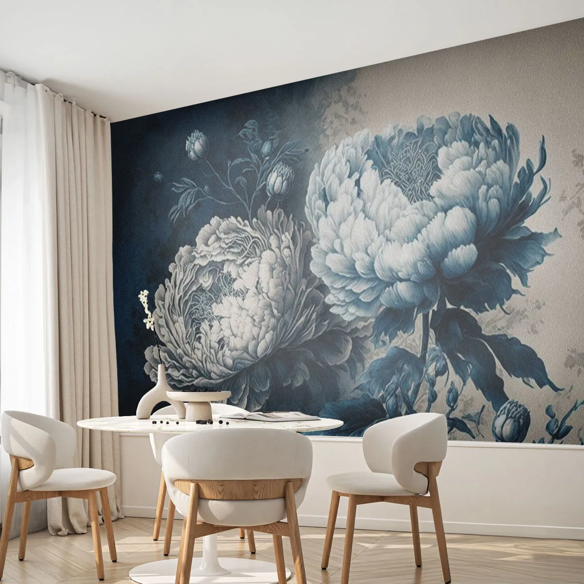 Fototapete Premium Canvas - Passendes Paar - Blumen, Klassisch, Rokoko - 200x140 cm