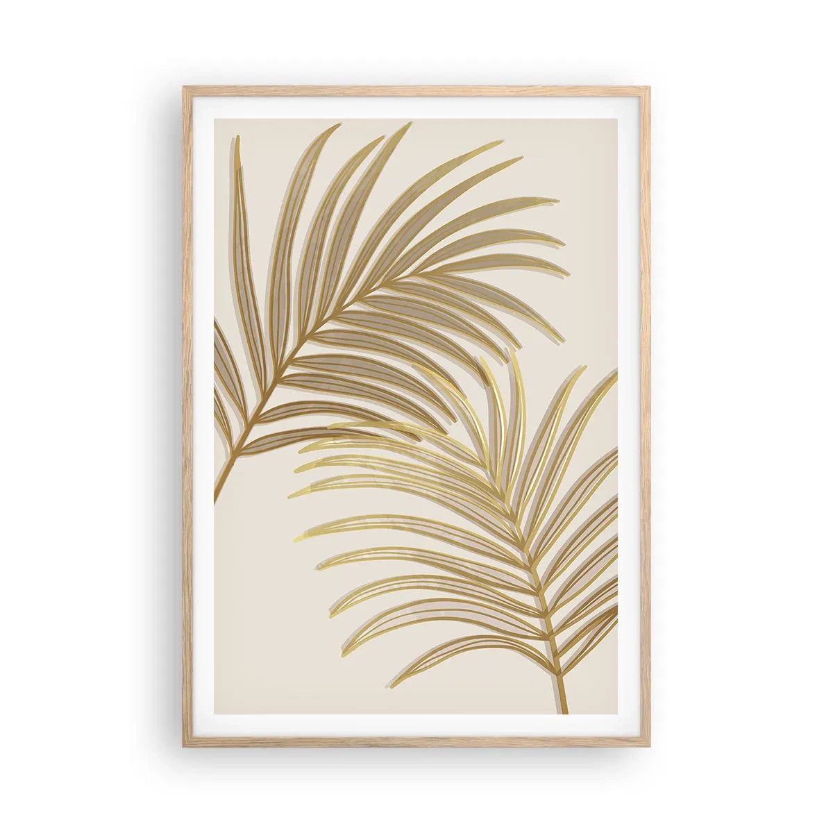 Poster in einem Rahmen aus heller Eiche - Goldene Palme! - 70x100 cm