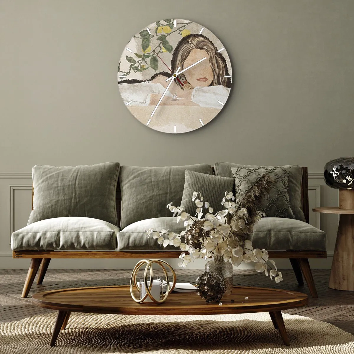 Wanduhr - Glasuhr - Südländische Schönheit - 40x40 cm