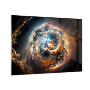 Glasbild - Bild auf glas - Eine kosmische Explosion im Zentrum eines galaktischen Wirbels - 70x50cm - Anfang - Moderne Wanddekoration für Wohnzimmer und Schlafzimmer ARTTOR