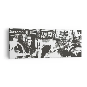Bild auf Leinwand - Leinwandbild - Abstraktes monochromes Retro-Muster - 140x50cm - Ordnung oder Chaos? - Moderne Wanddekoration für Wohnzimmer und Schlafzimmer ARTTOR