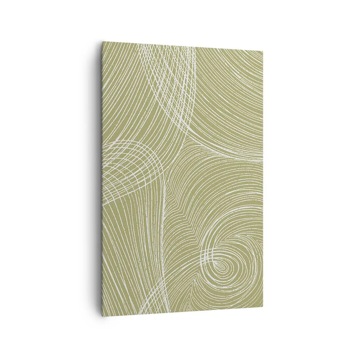 Bild auf Leinwand - Leinwandbild - Grüne und weiße Linien in einer abstrakten Komposition - 80x120cm - Komplizierte Abstraktion in Weiß - Moderne Wanddekoration für Wohnzimmer und Schlafzimmer ARTTOR